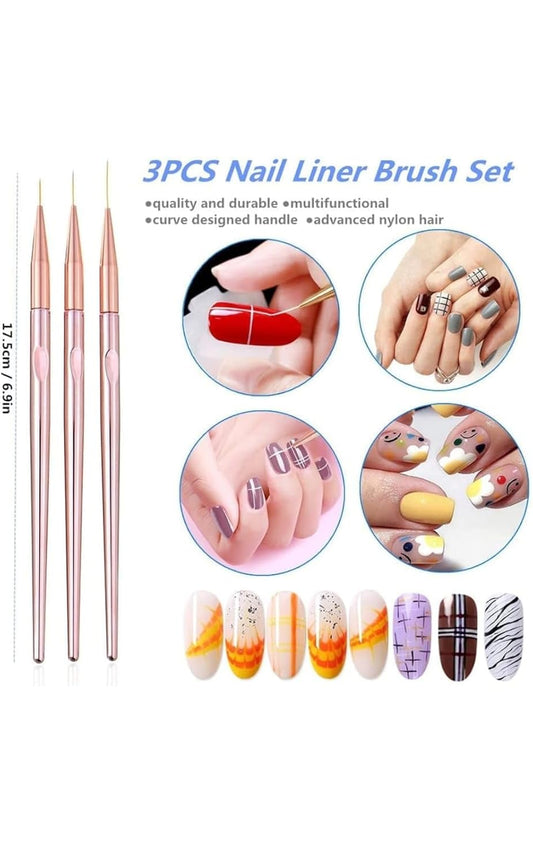 Nail Striper Brush Set (3 Pieces)