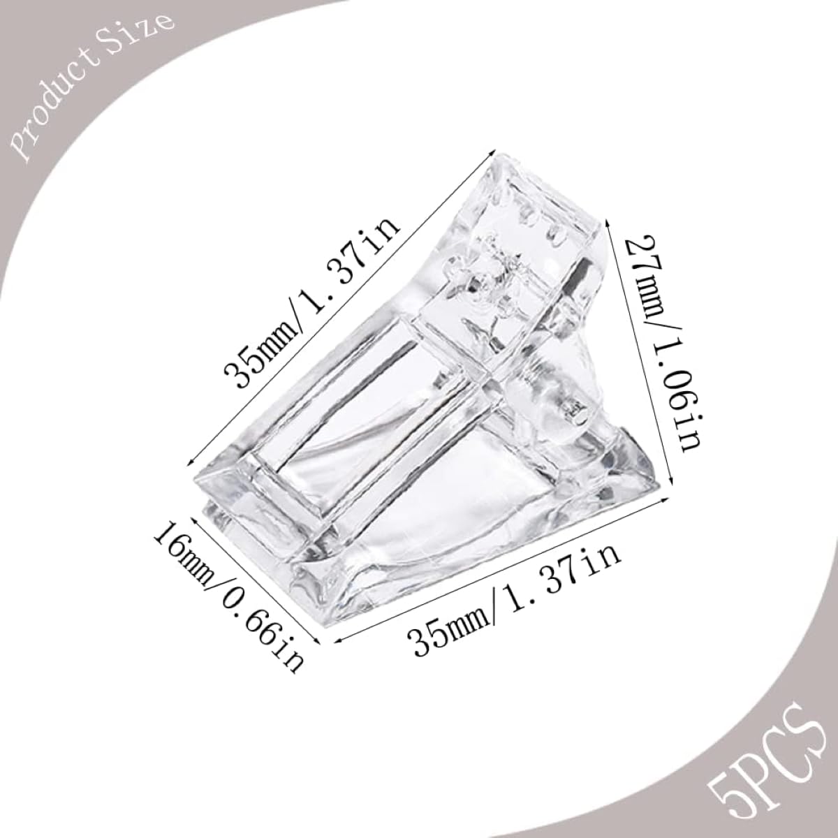 Poly Gel Nail Clips Set of 5 | Reusable Nail Extension Clamps for Poly Gel