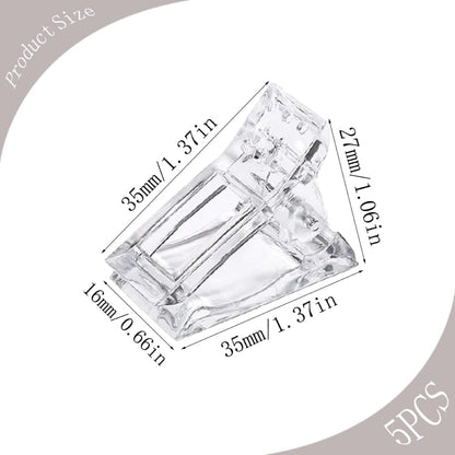 Poly Gel Nail Clips Set of 5 | Reusable Nail Extension Clamps for Poly Gel