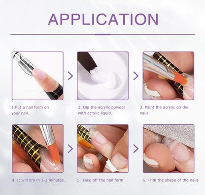 BOLT BEE Professional Acrylic Powder | High-Strength Nail Extension Powder for Acrylic Nails | Self-Leveling Formula (Clear/Pink/White)