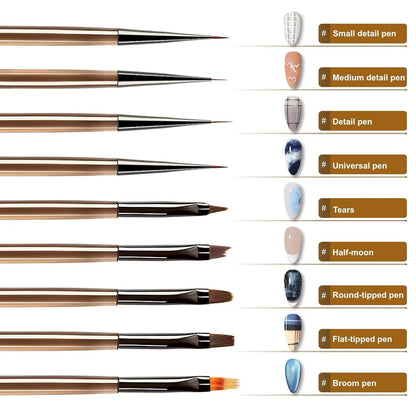 Professional 9-in-1 Nail Art Brush Set