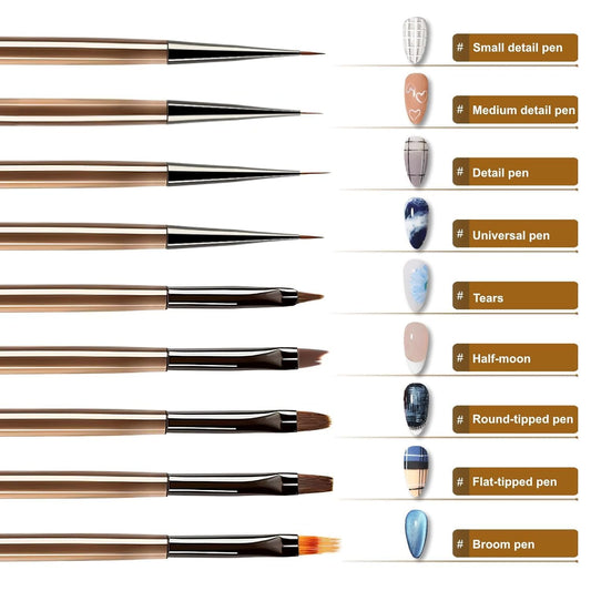 Professional 9-in-1 Nail Art Brush Set