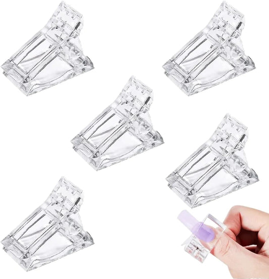 Poly Gel Nail Clips Set of 5 | Reusable Nail Extension Clamps for Poly Gel