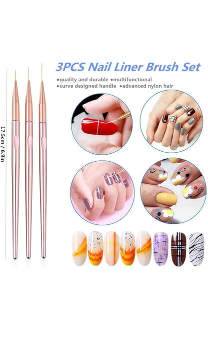 Nail Striper Brush Set (3 Pieces)