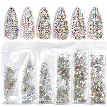 Silver Nail Rhinestones Mixed Size 3D Nail Art Stones