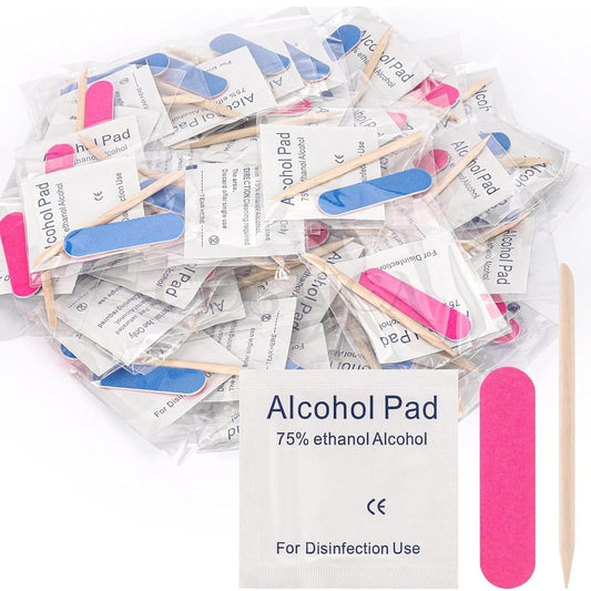 Press-On Nail Kit (Pack of 10) | Complete DIY Press-On Nail Application Kit with Glue Tabs, Nail File, Cuticle Stick & Alcohol Wipe